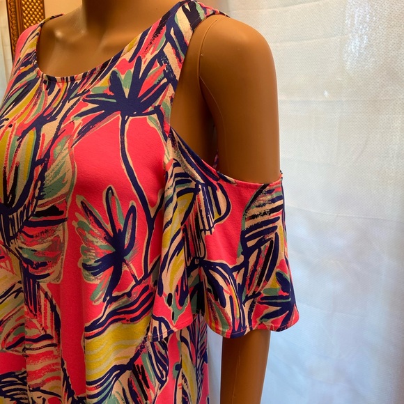 Lily Pulitzer Somerset Dress in Tiki Cabana Craze with cold shoulder size Medium - Picture 2 of 12